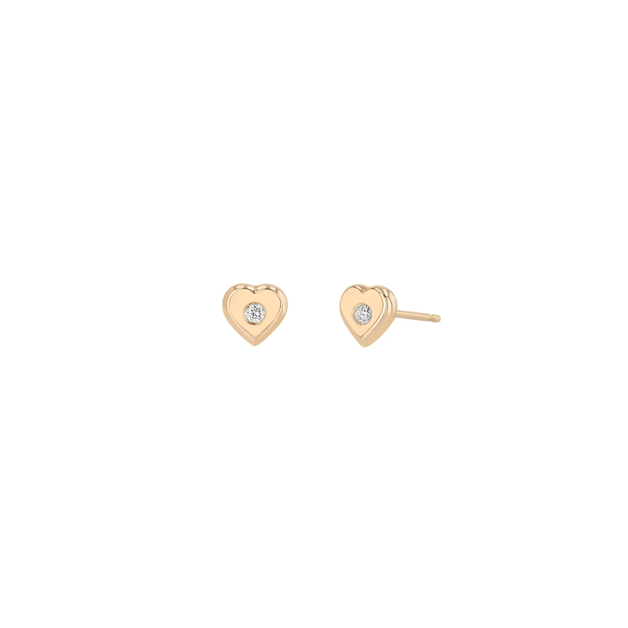 14k Diamond Nugget Heart Studs