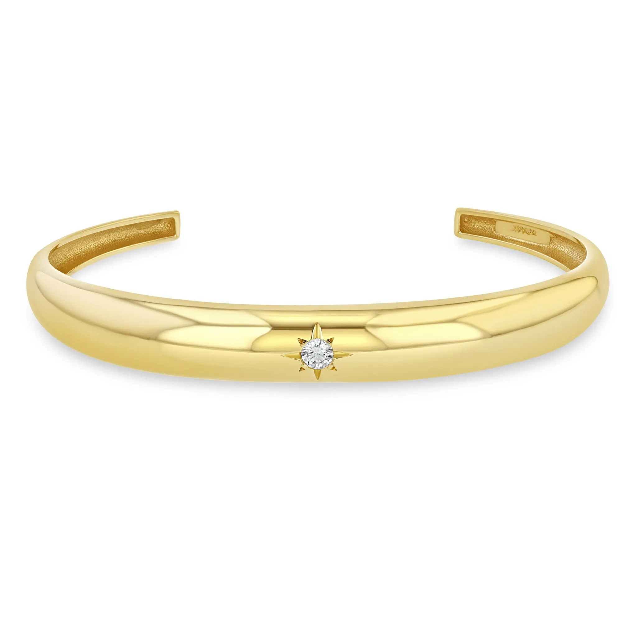 14k Single Star Set Diamond Small Aura Cuff