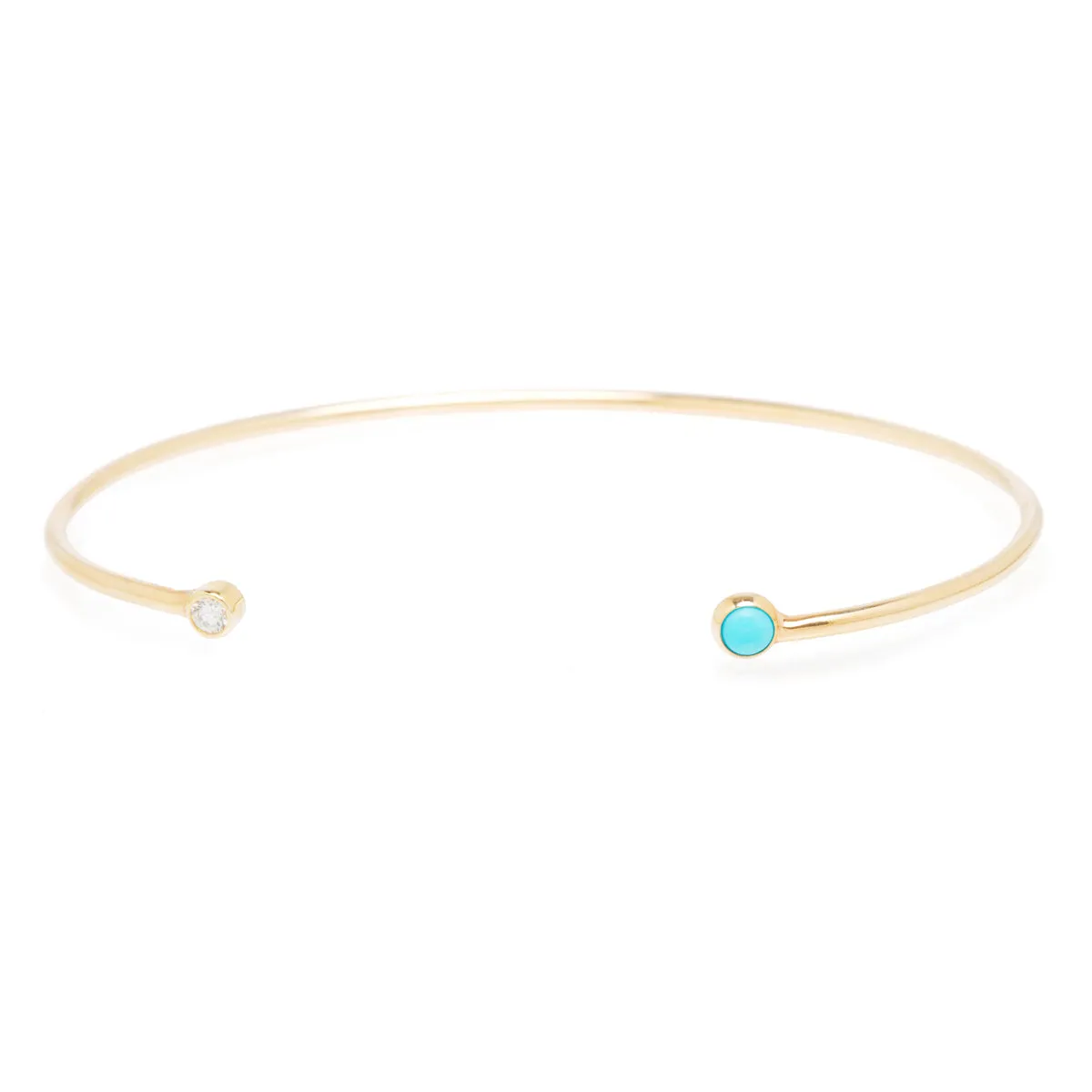 14k Turquoise & Diamond Bezel Cuff