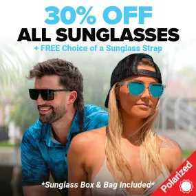 30% Off All Sunglasses   Free Strap, Box, Bag, & Lens Cloth