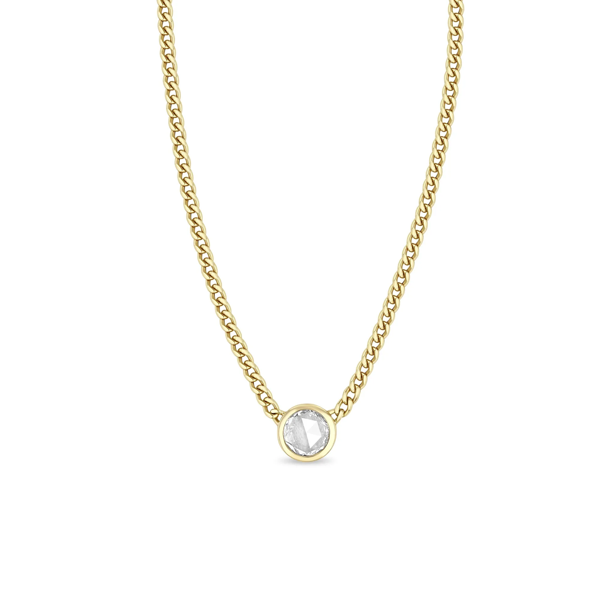 .84 ctw Rose Cut Round Diamond on Small Curb Chain Necklace