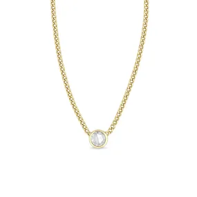 .84 ctw Rose Cut Round Diamond on Small Curb Chain Necklace