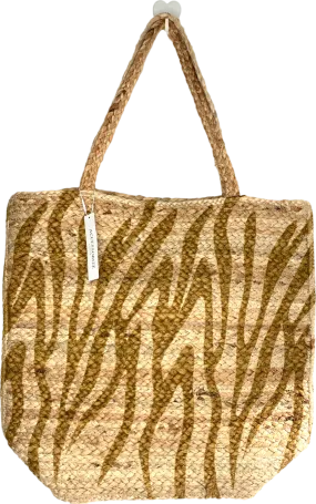 Accessorize Brown Zebra Print Jute Shopper Bag One Size