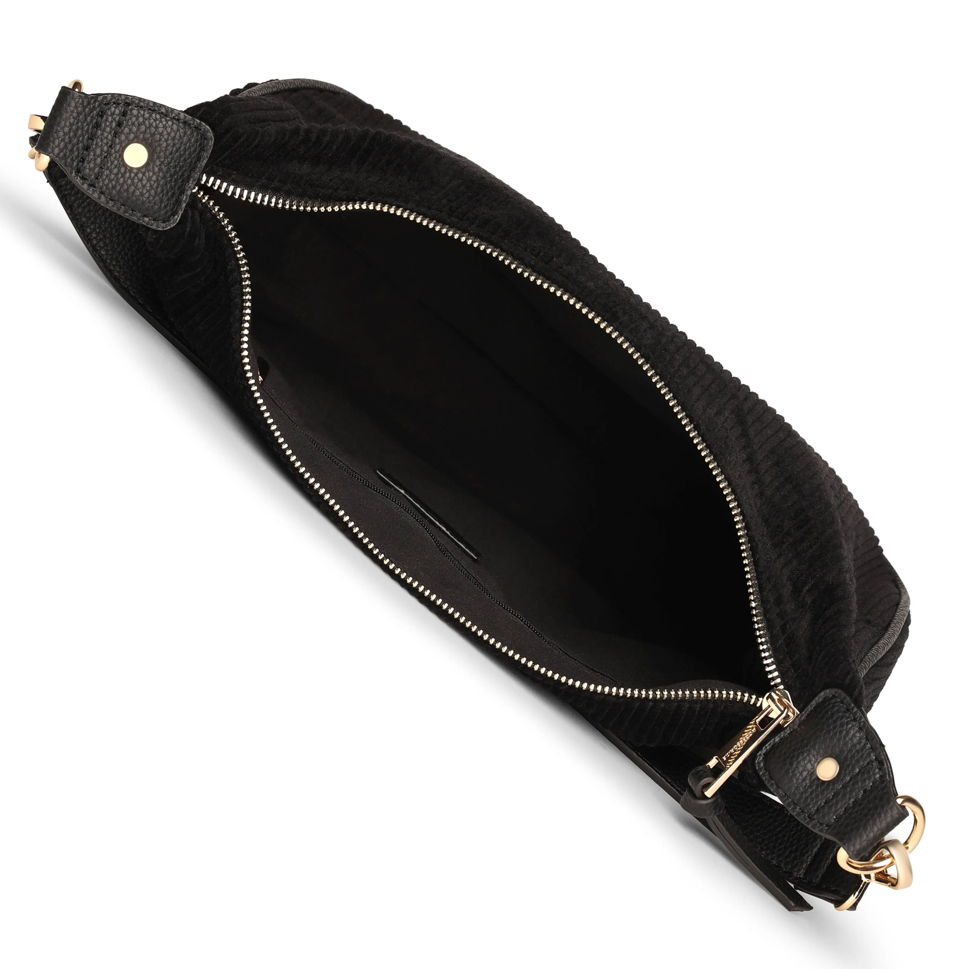 Accessorize London Women's Black Cotton Cord Shoulder Bag