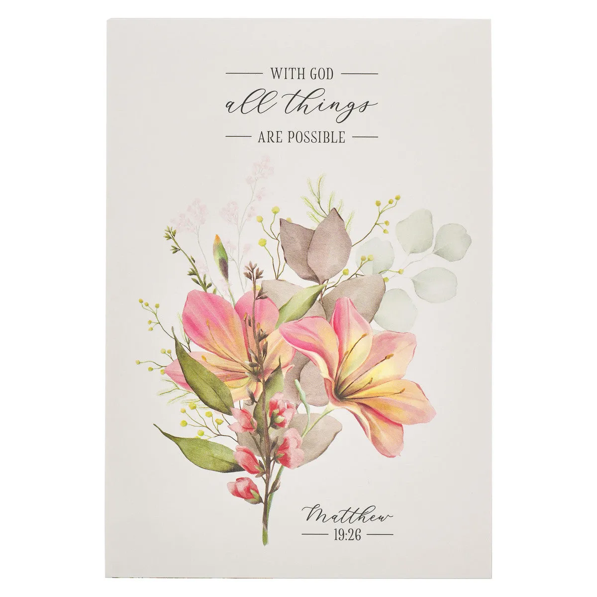 All Things are Possible Blue Floral Notepad -  Matthew 19:26