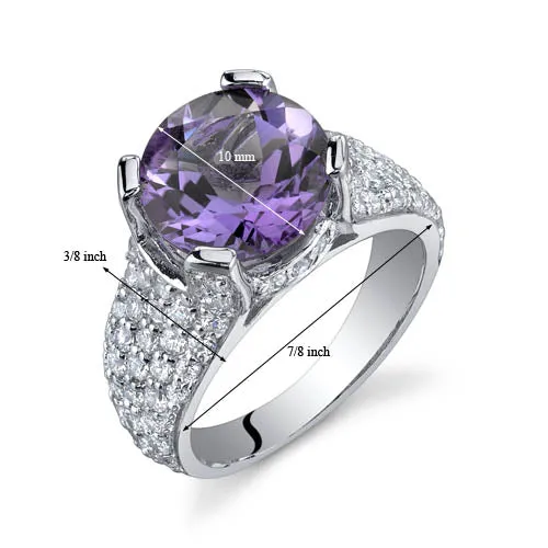 Amethyst Round Cut Sterling Silver Ring Size 5