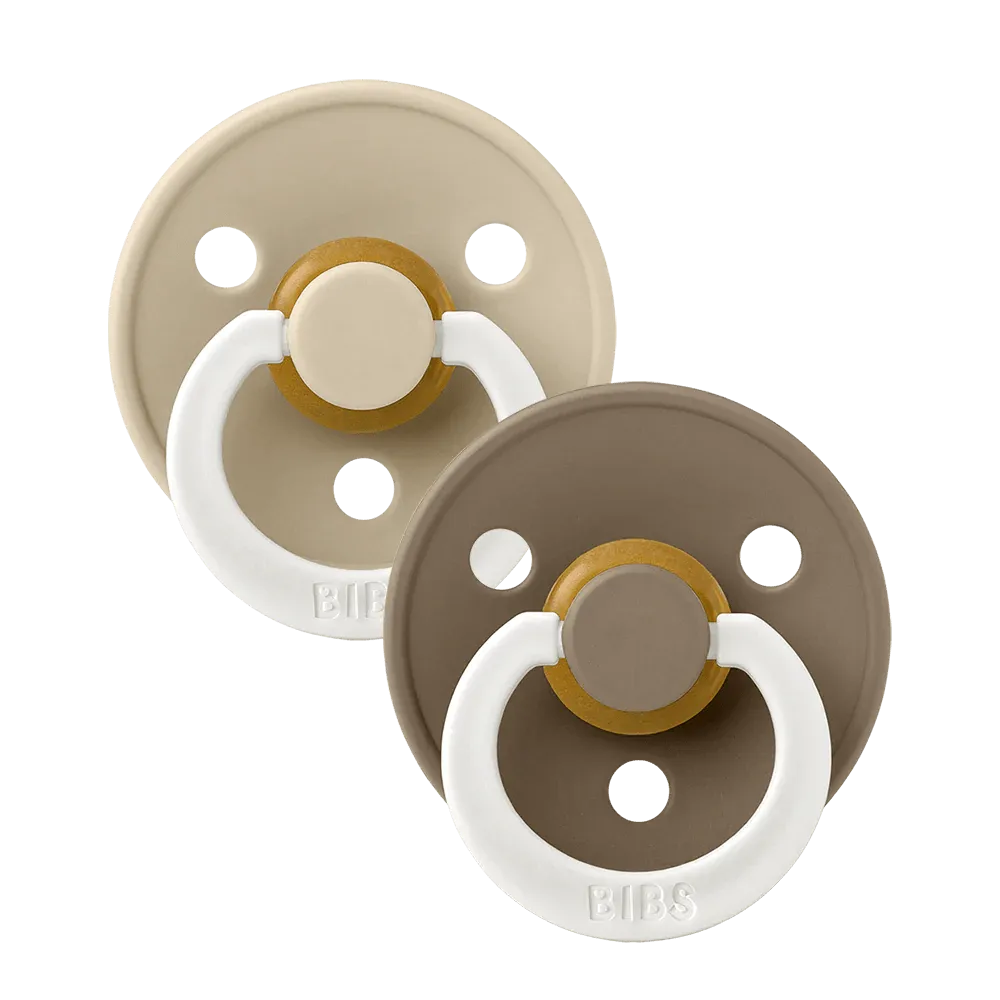 BIBS Glow Pacifiers 2 Pack (Size 1) - Vanilla/Dark Oak