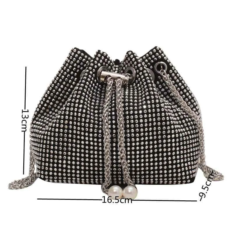 Big Rhinestone Glamorous Black Series Bucket Potli Bag