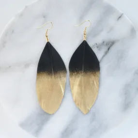 Black and Gold 5 Feather Earrings