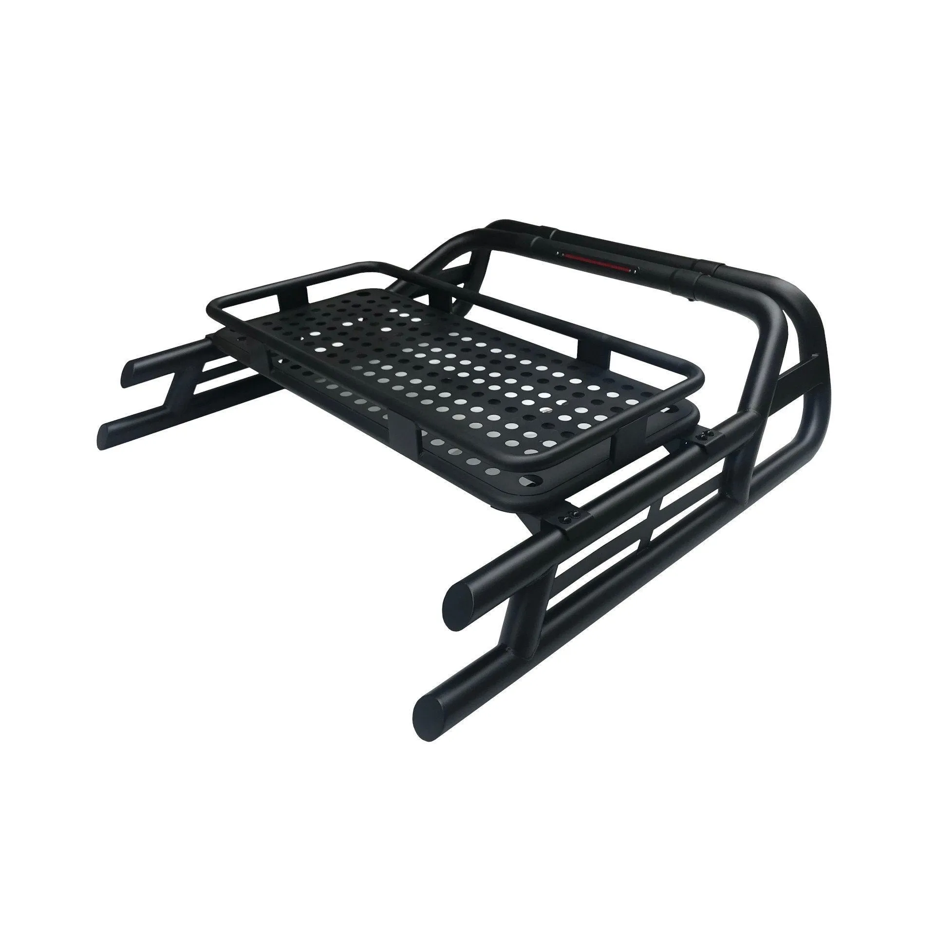 Black Long Arm Roll Sports Bar inc Cargo Basket Rack for Nissan Navara NP300 15 