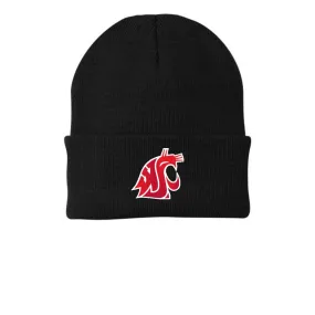 Black WSU Embroidered Knit Fold Beanie