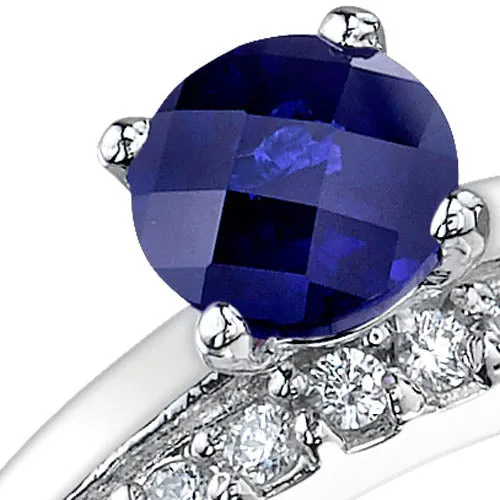 Blue Sapphire Round Cut Sterling Silver Ring Size 8