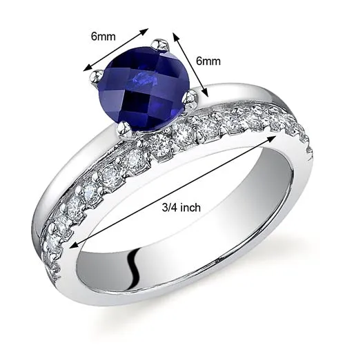 Blue Sapphire Round Cut Sterling Silver Ring Size 8