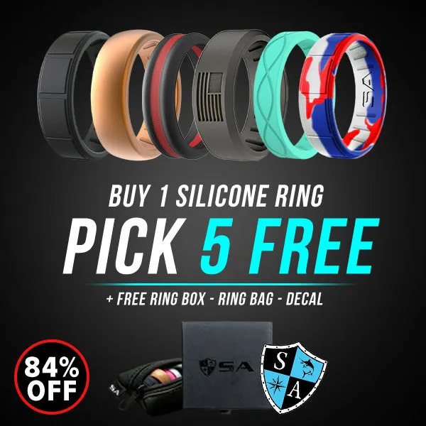 BUY 1 SILICONE RING - PICK 5 FREE   Free Ring Bag, Box & Gift