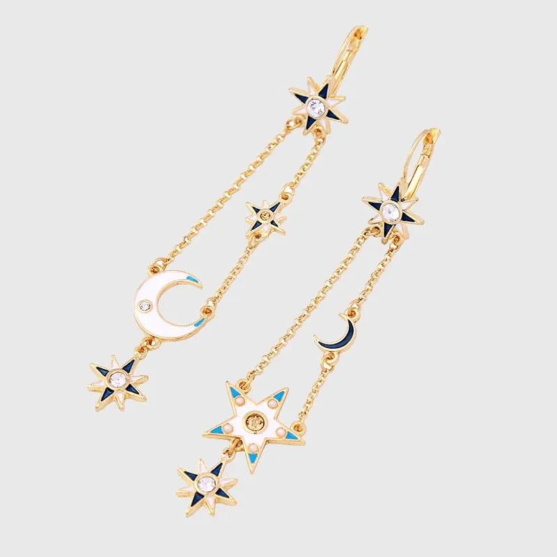 Celestial Moon & Star Drop Earrings