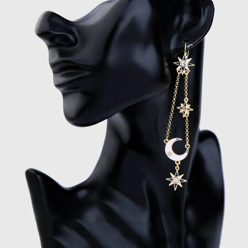 Celestial Moon & Star Drop Earrings