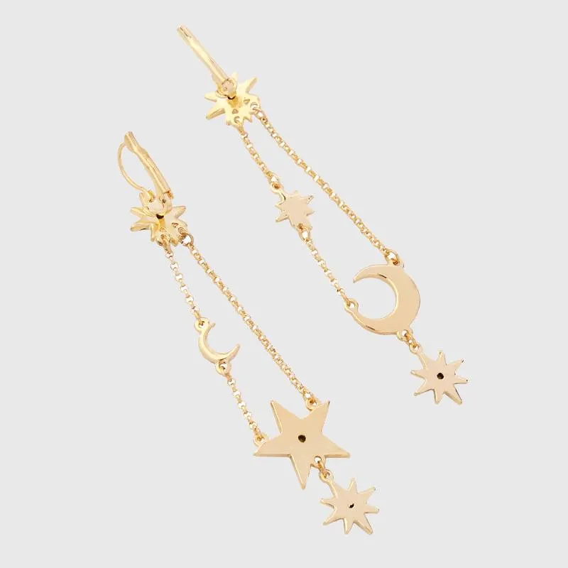 Celestial Moon & Star Drop Earrings