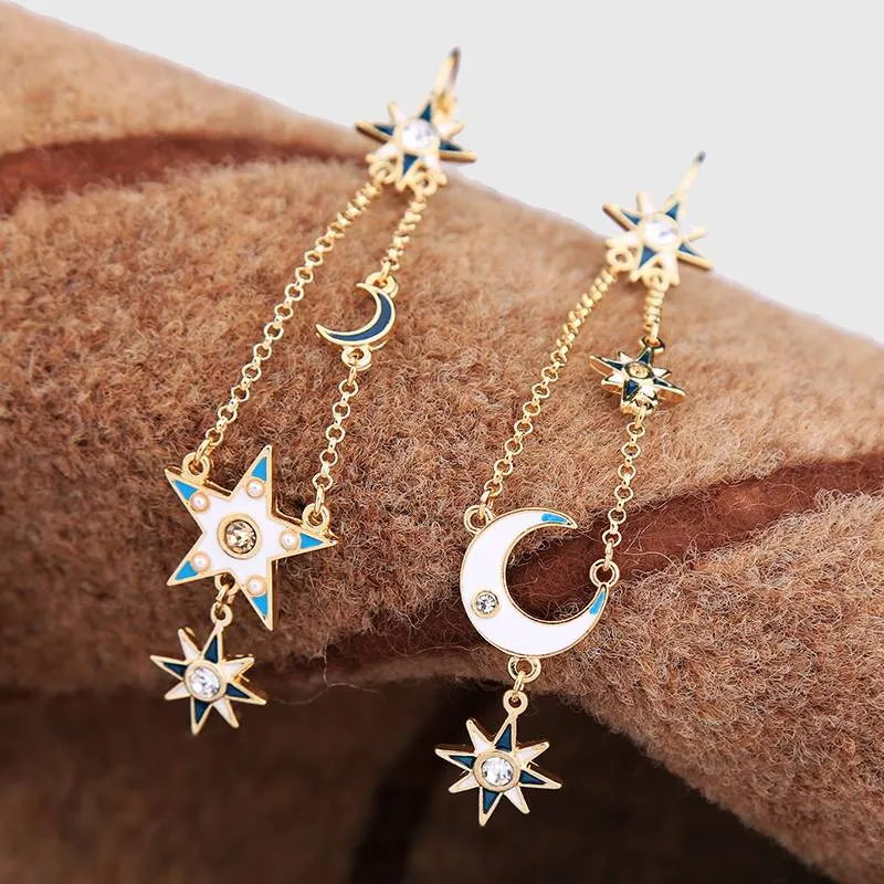 Celestial Moon & Star Drop Earrings