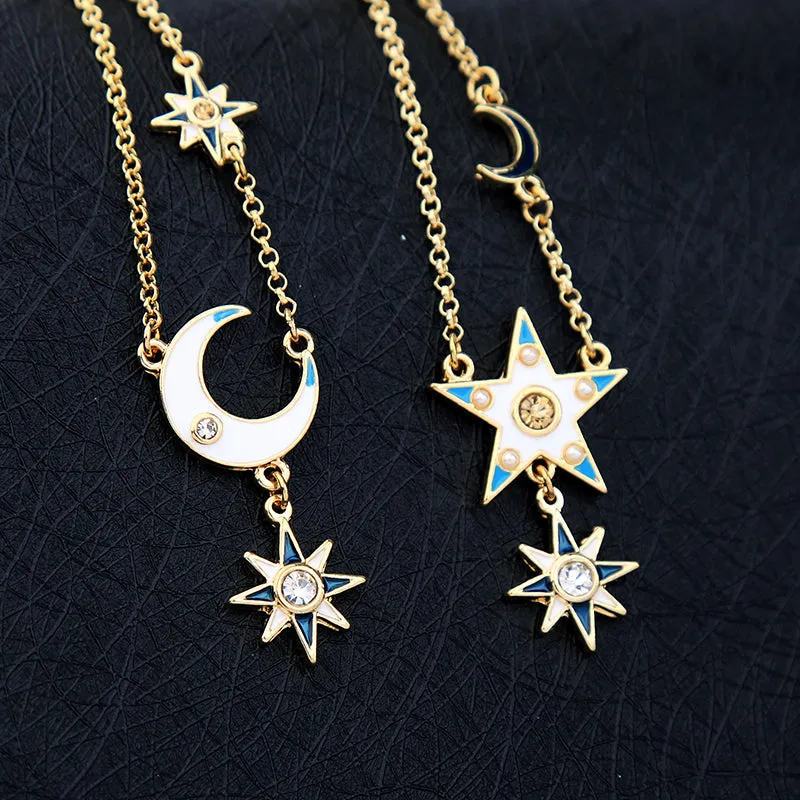 Celestial Moon & Star Drop Earrings