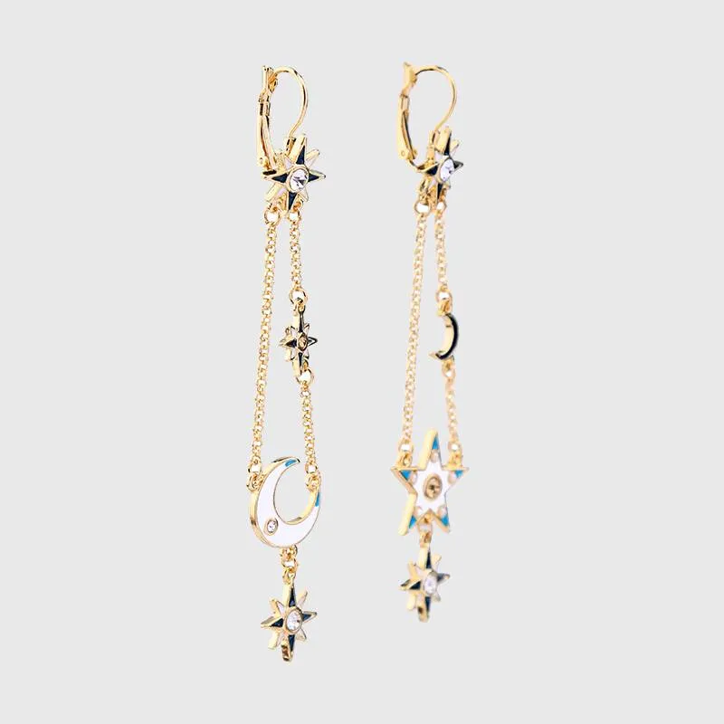 Celestial Moon & Star Drop Earrings