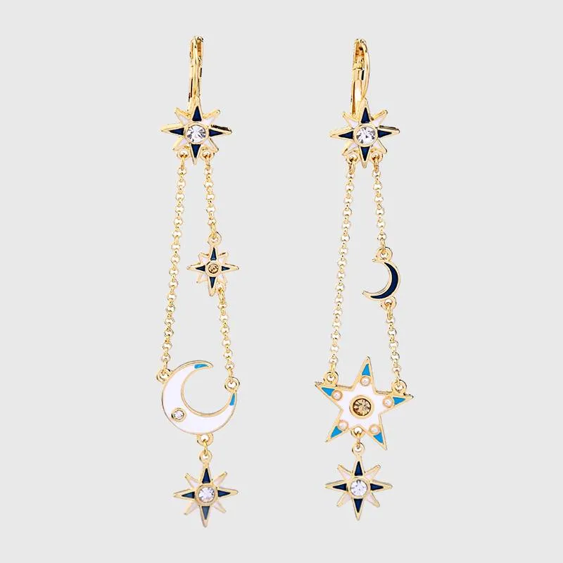 Celestial Moon & Star Drop Earrings