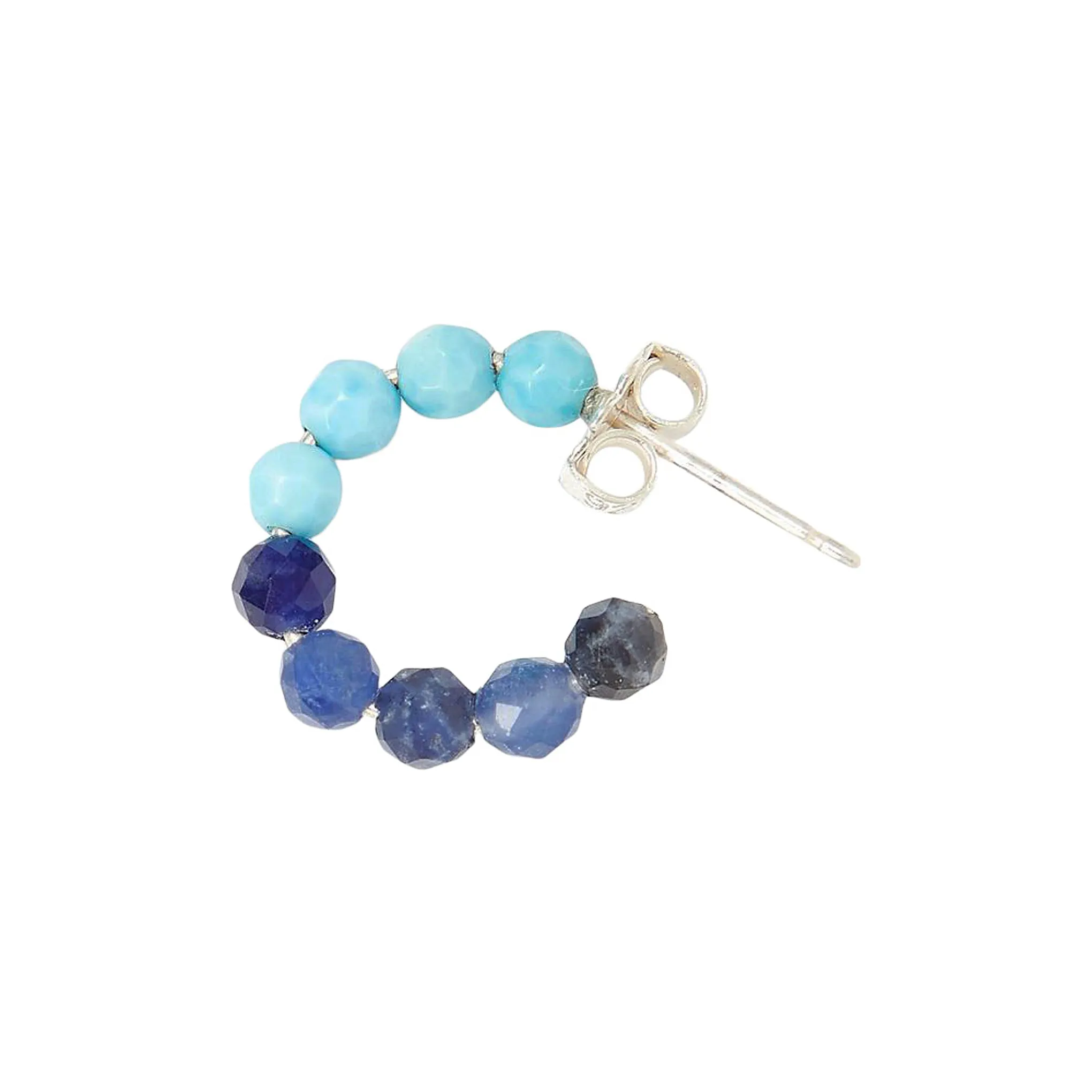 Chan Luu Color Block Stone Huggie Hoop Earrings in Turquoise and Sodalite