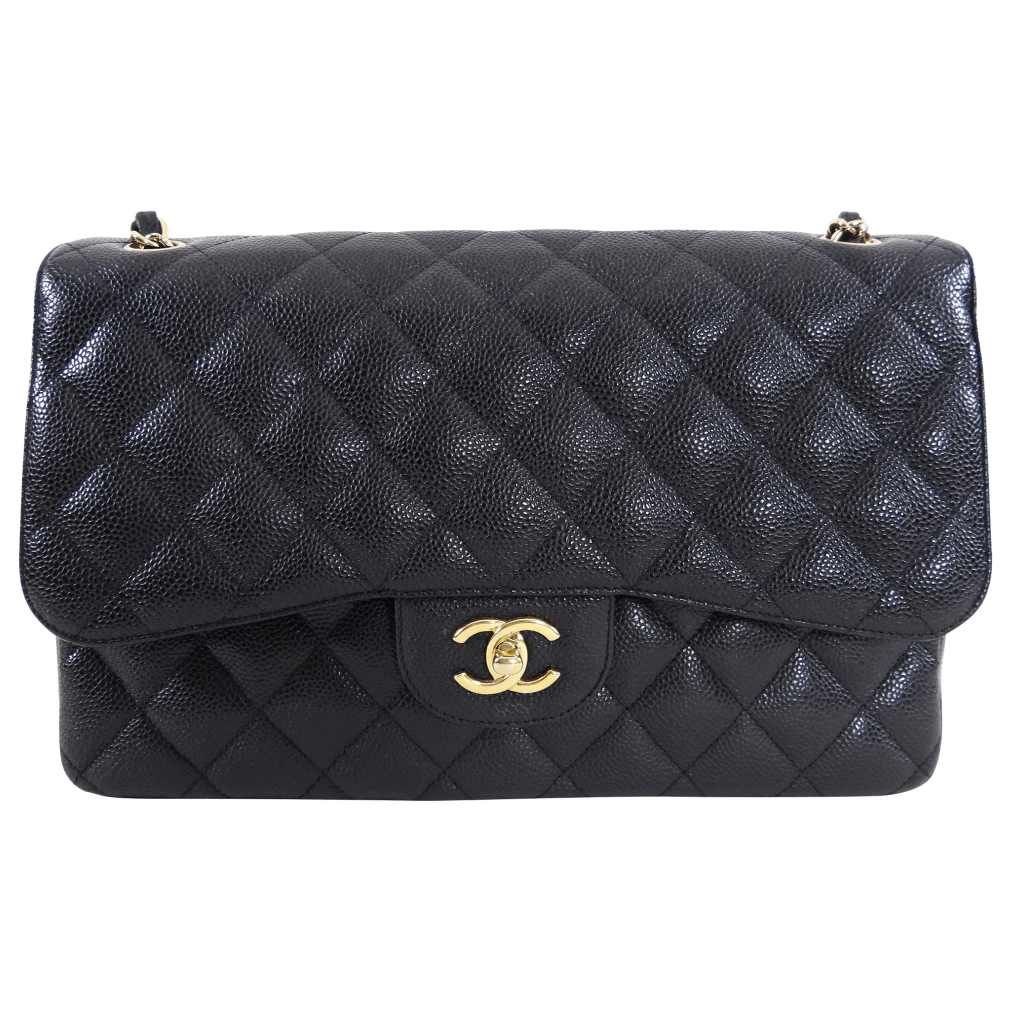 Chanel Black Caviar Jumbo Double Classic Flap Bag