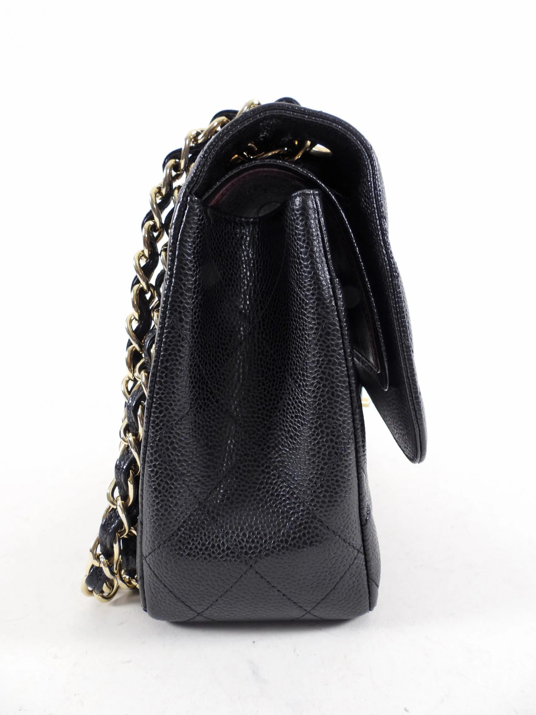 Chanel Black Caviar Jumbo Double Classic Flap Bag