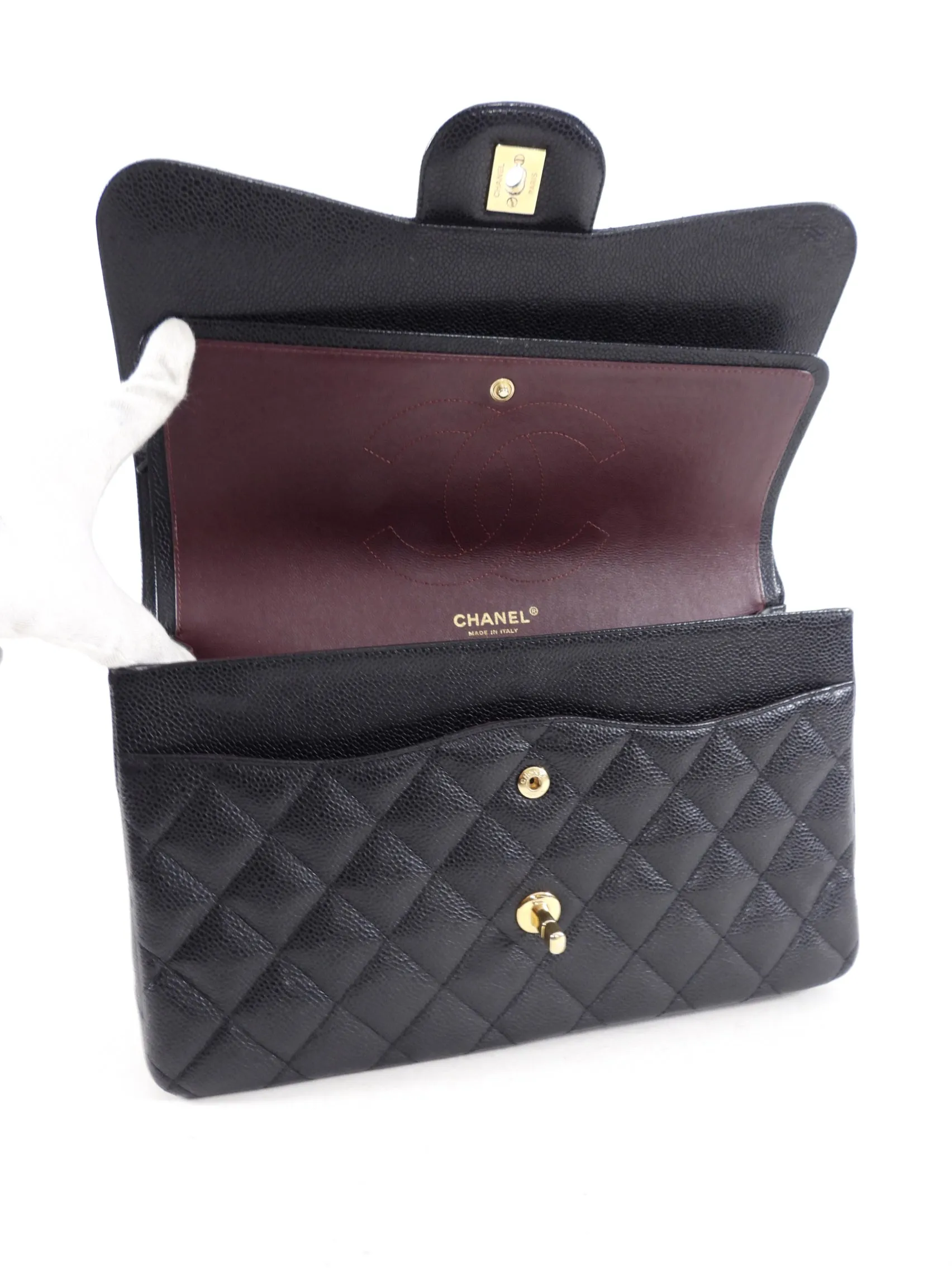 Chanel Black Caviar Jumbo Double Classic Flap Bag