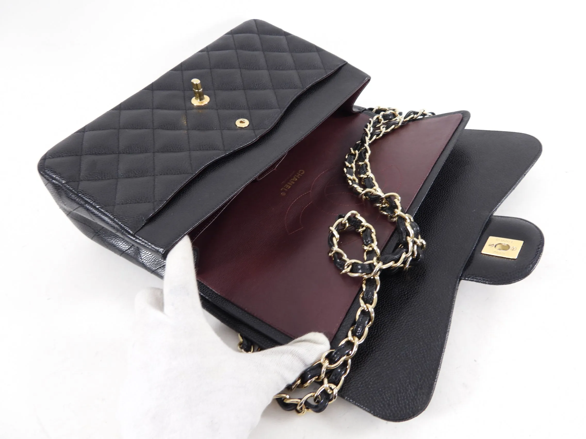 Chanel Black Caviar Jumbo Double Classic Flap Bag