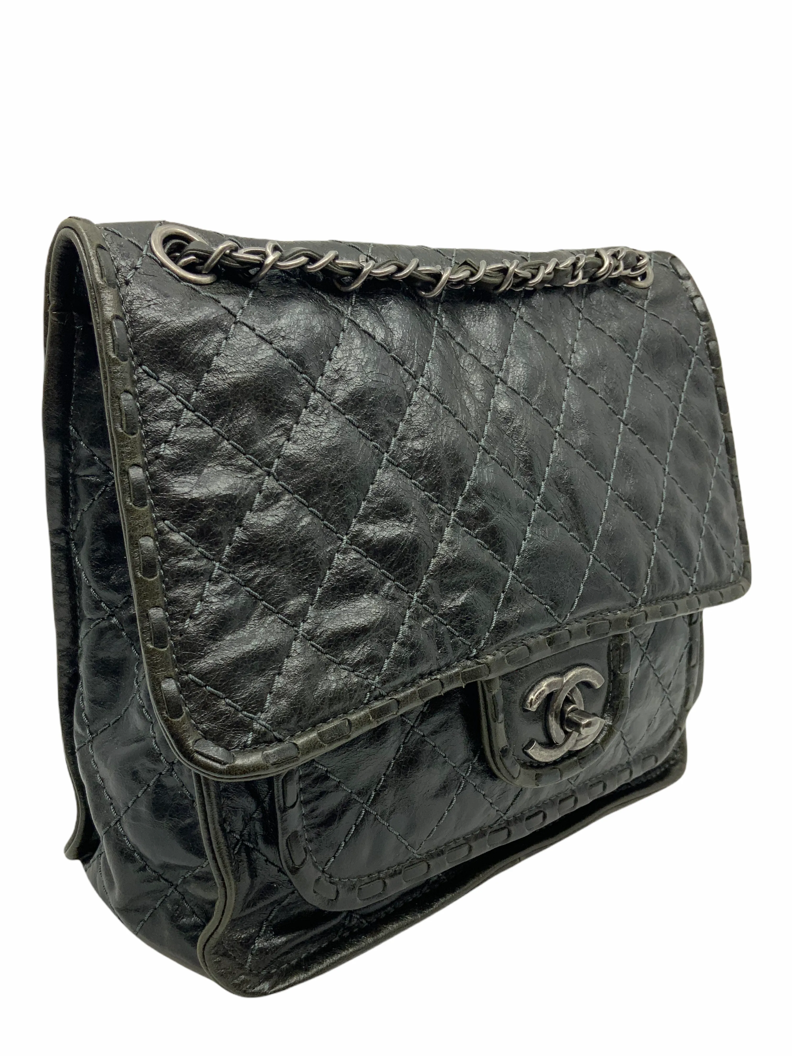 Chanel Quilted Calfskin Whipstitch Flap Bag 2015