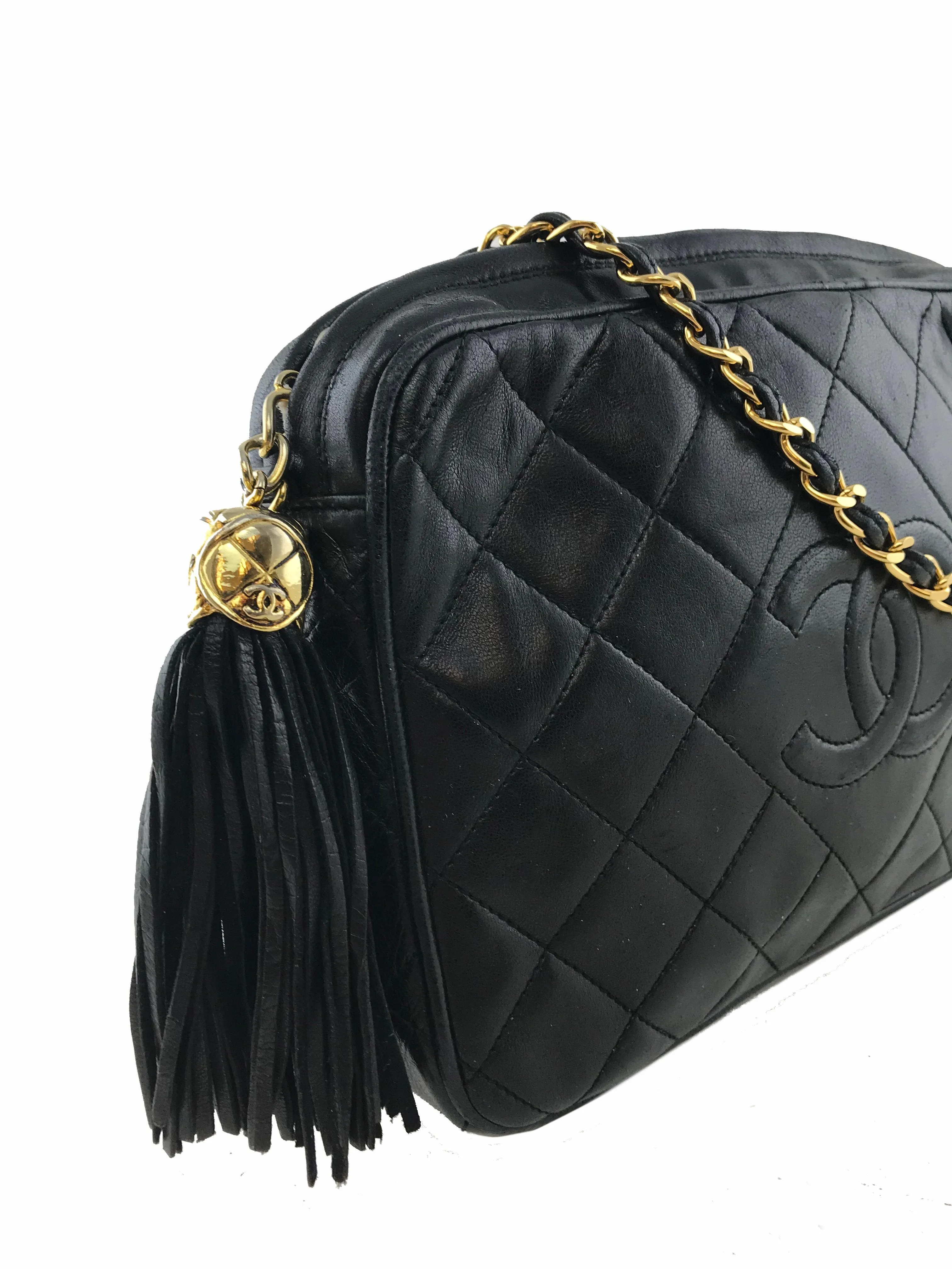 Chanel Quilted Lambskin Tassel Camera Case Bag