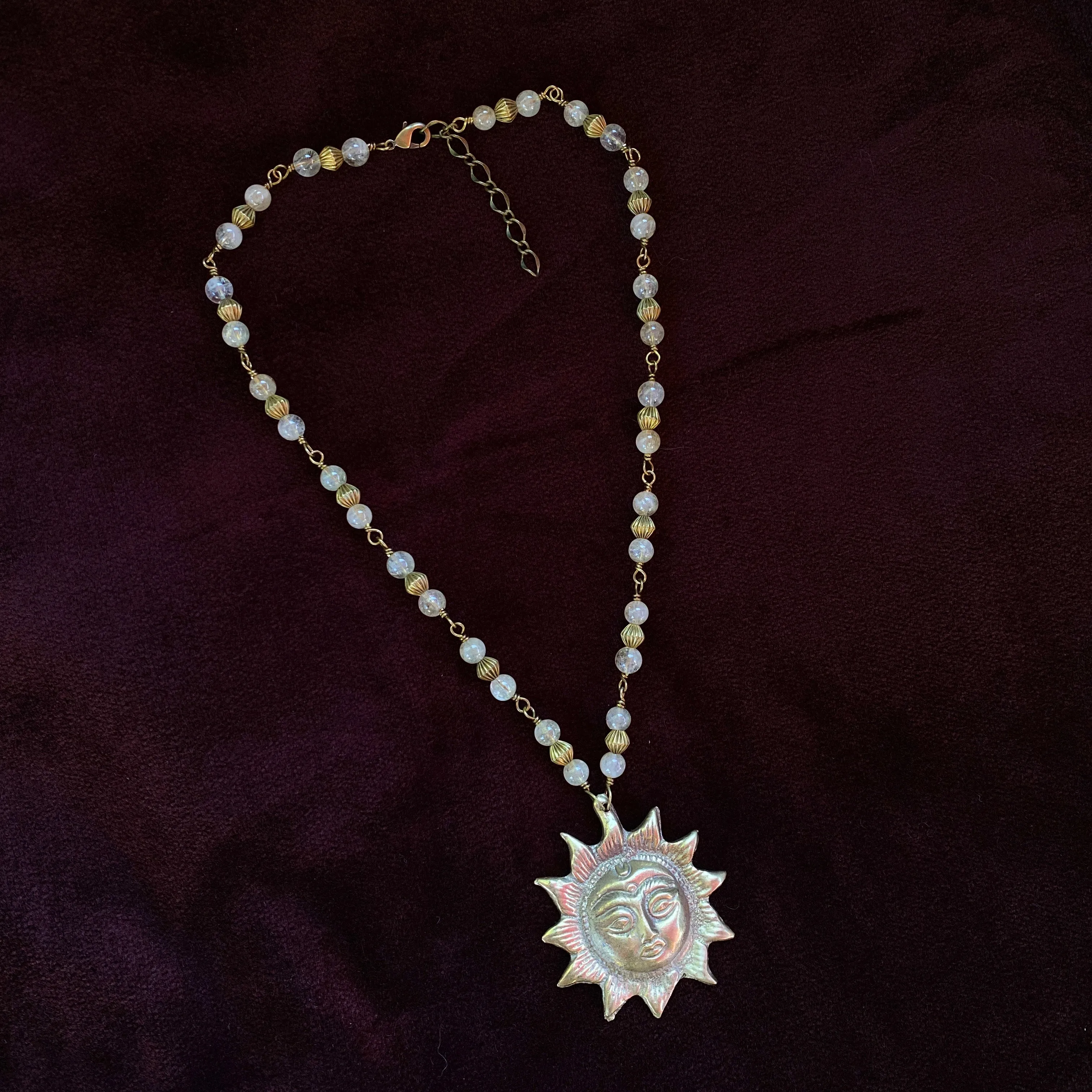 Citrine and Brass Sun Necklace