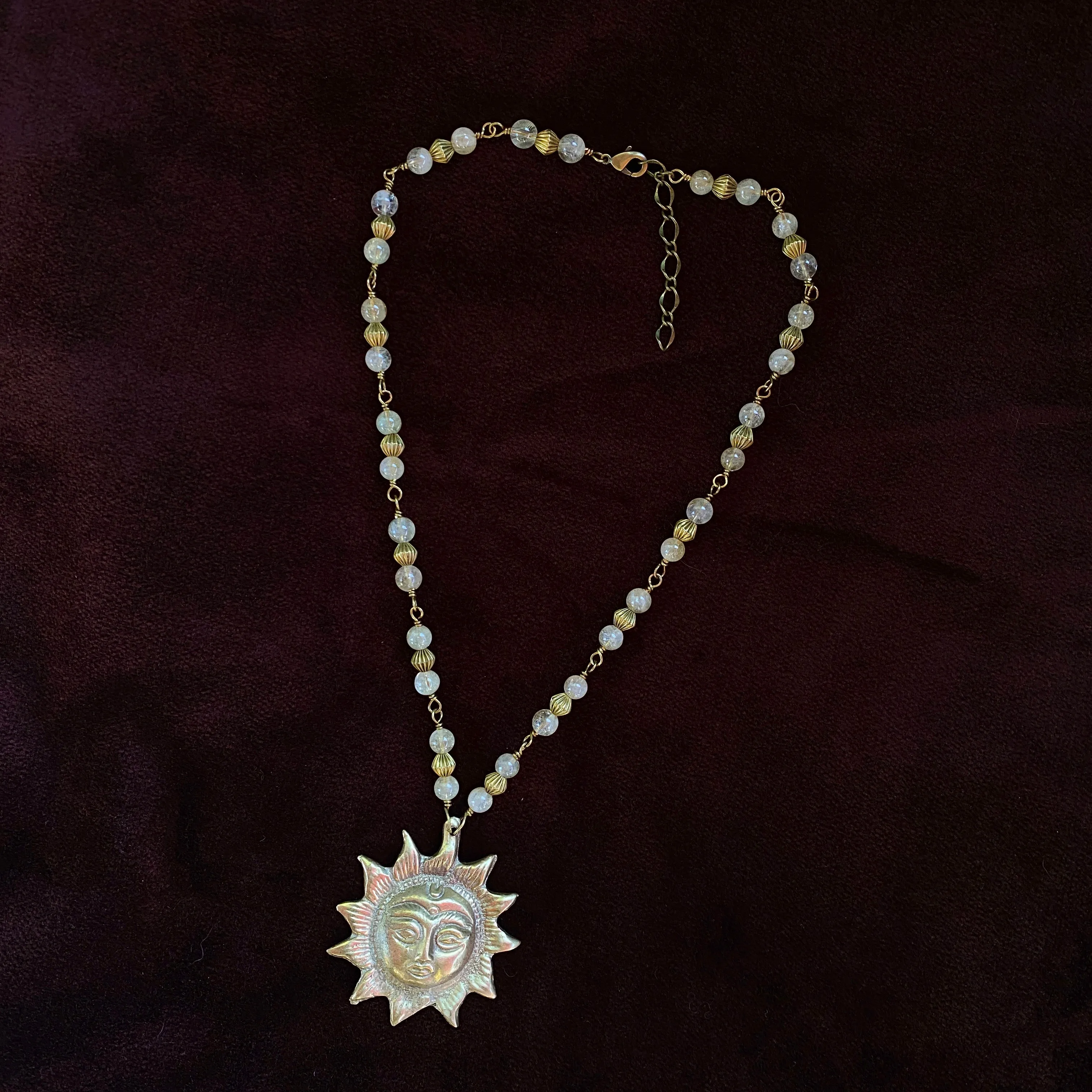 Citrine and Brass Sun Necklace