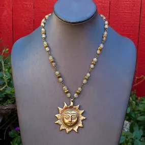 Citrine and Brass Sun Necklace