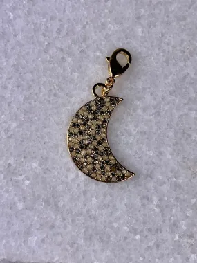 Crescent Pave Moon Clasp Charm - Gold