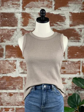 Dex Waffle Knit Tank in Stone