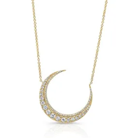 Diamond Crescent Moon Pendant Necklace