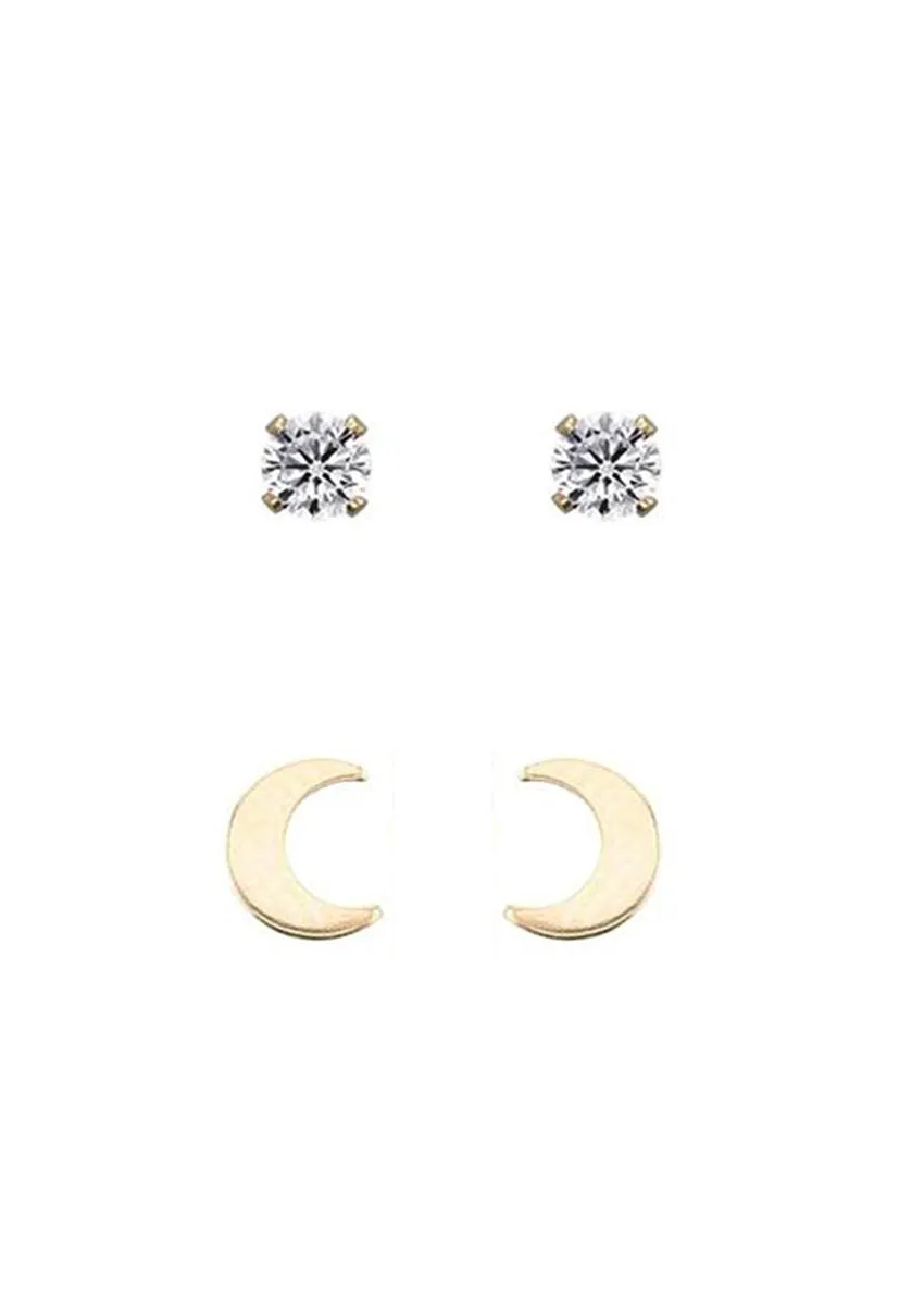 Drea Gold Stud Pack Moon & Stars