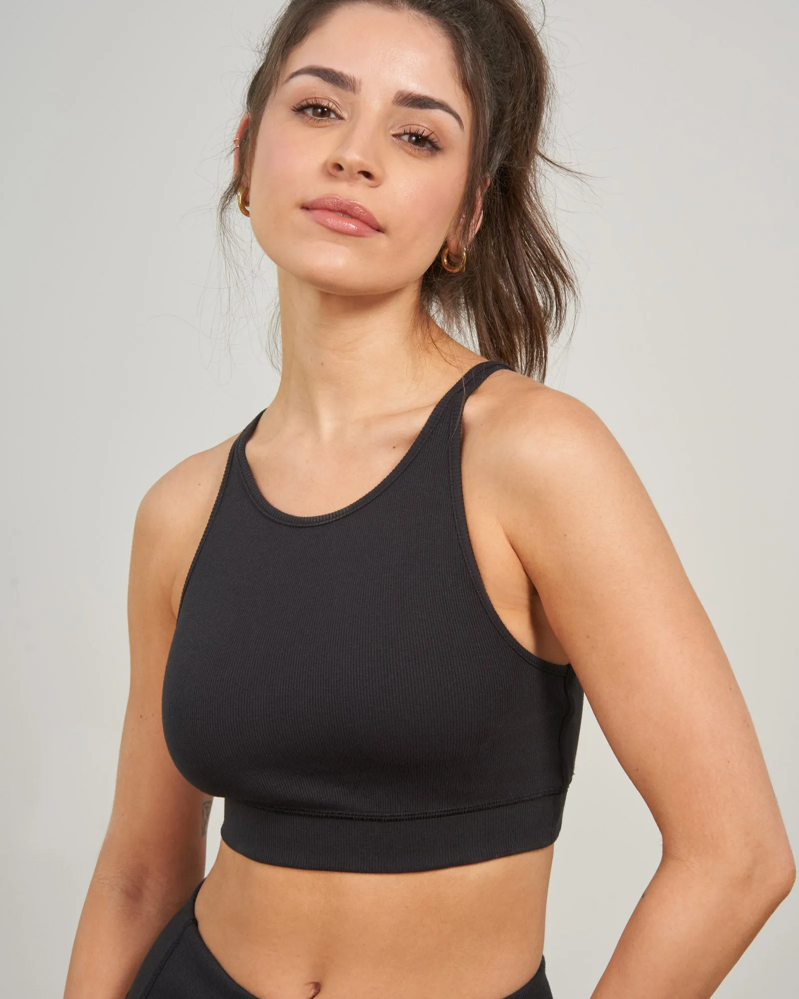 EcoKnit Ribbed High-Neck Sports Bra