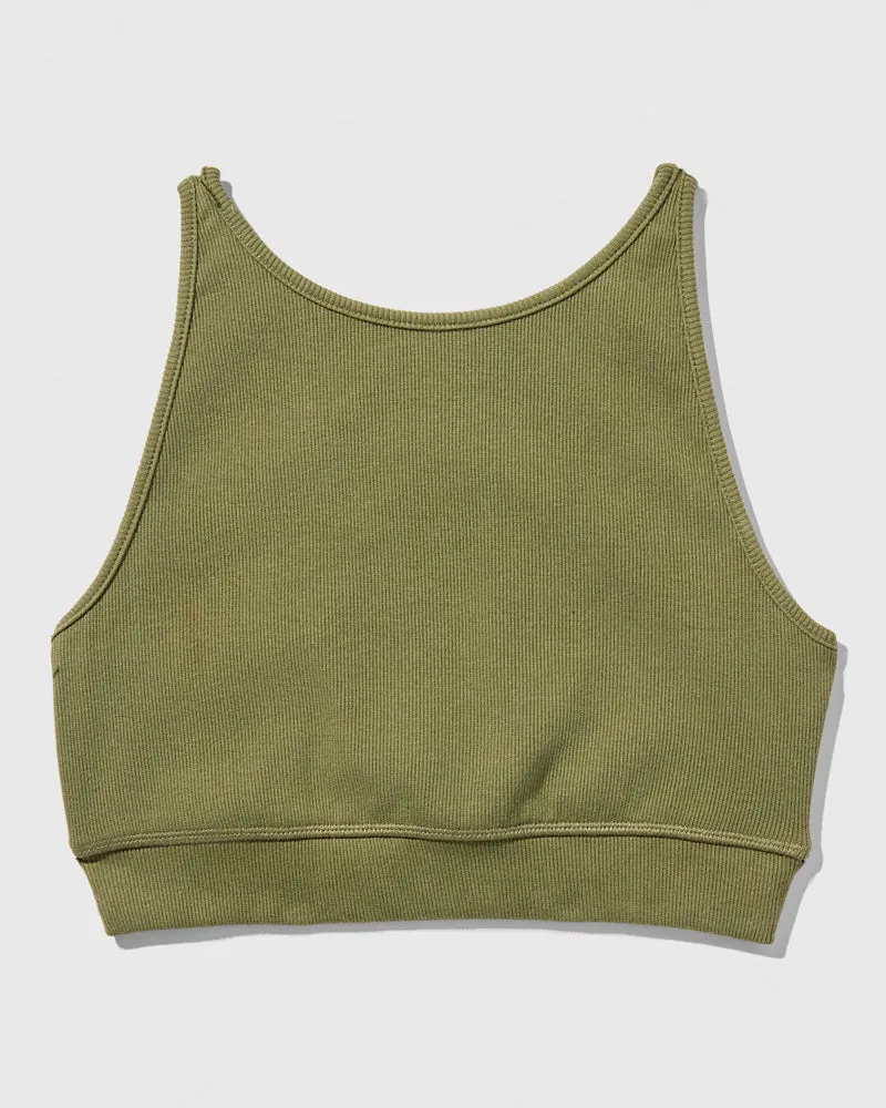 EcoKnit Ribbed High-Neck Sports Bra