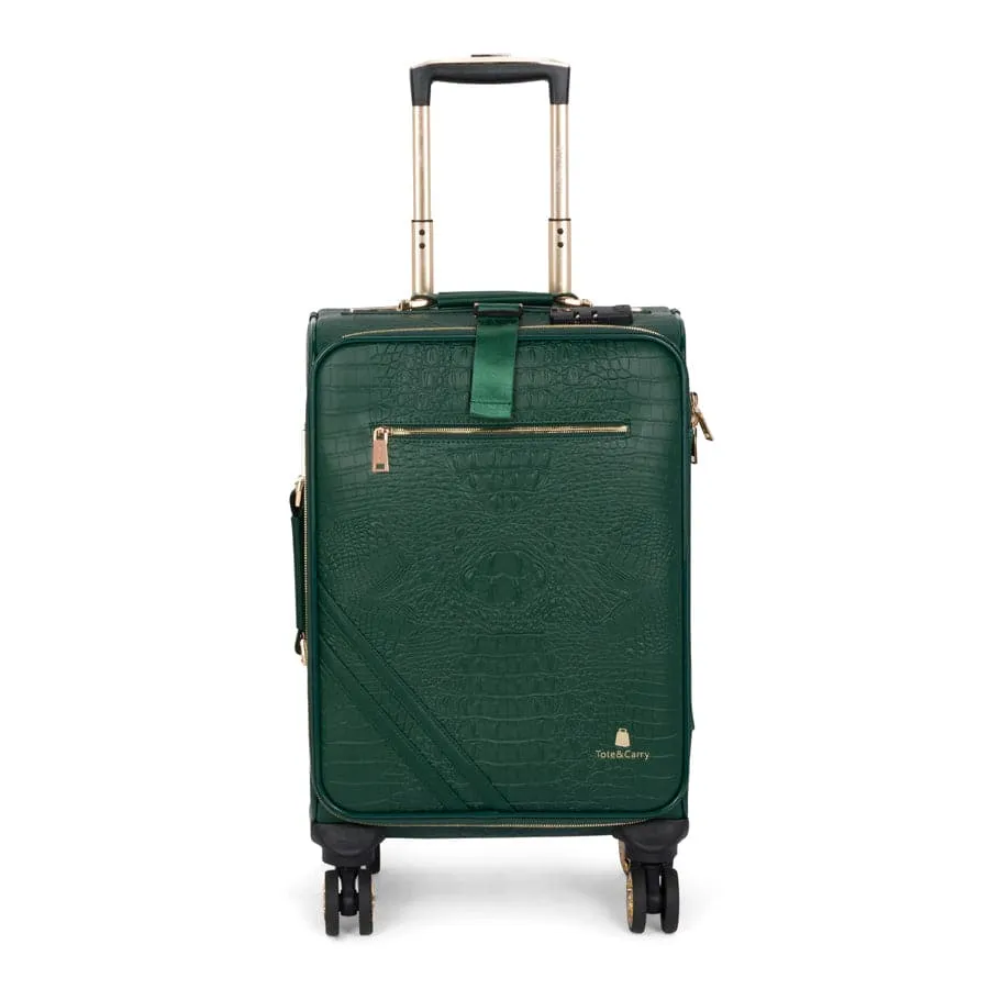 Emerald Green Apollo 2 Faux Crocodile Skin 2 Piece Suitcases