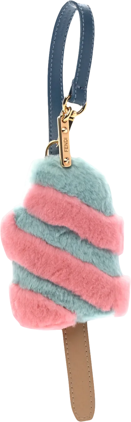 Fendi Pink / Blue Ice Cream Mink Fur Bag Charm In F141i Macar One Size