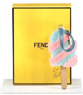 Fendi Pink / Blue Ice Cream Mink Fur Bag Charm In F141i Macar One Size