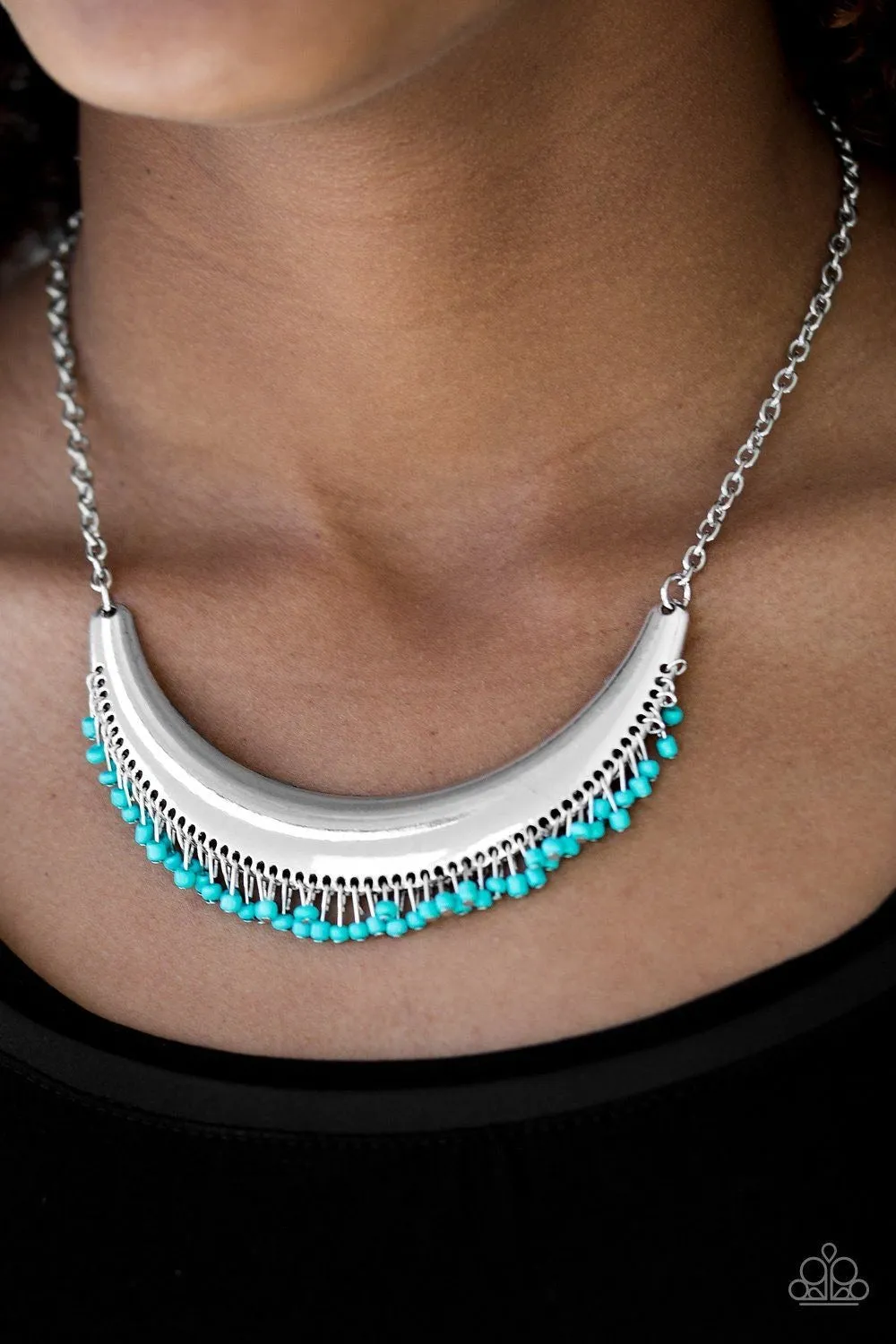 Fringe Out Blue-Necklace