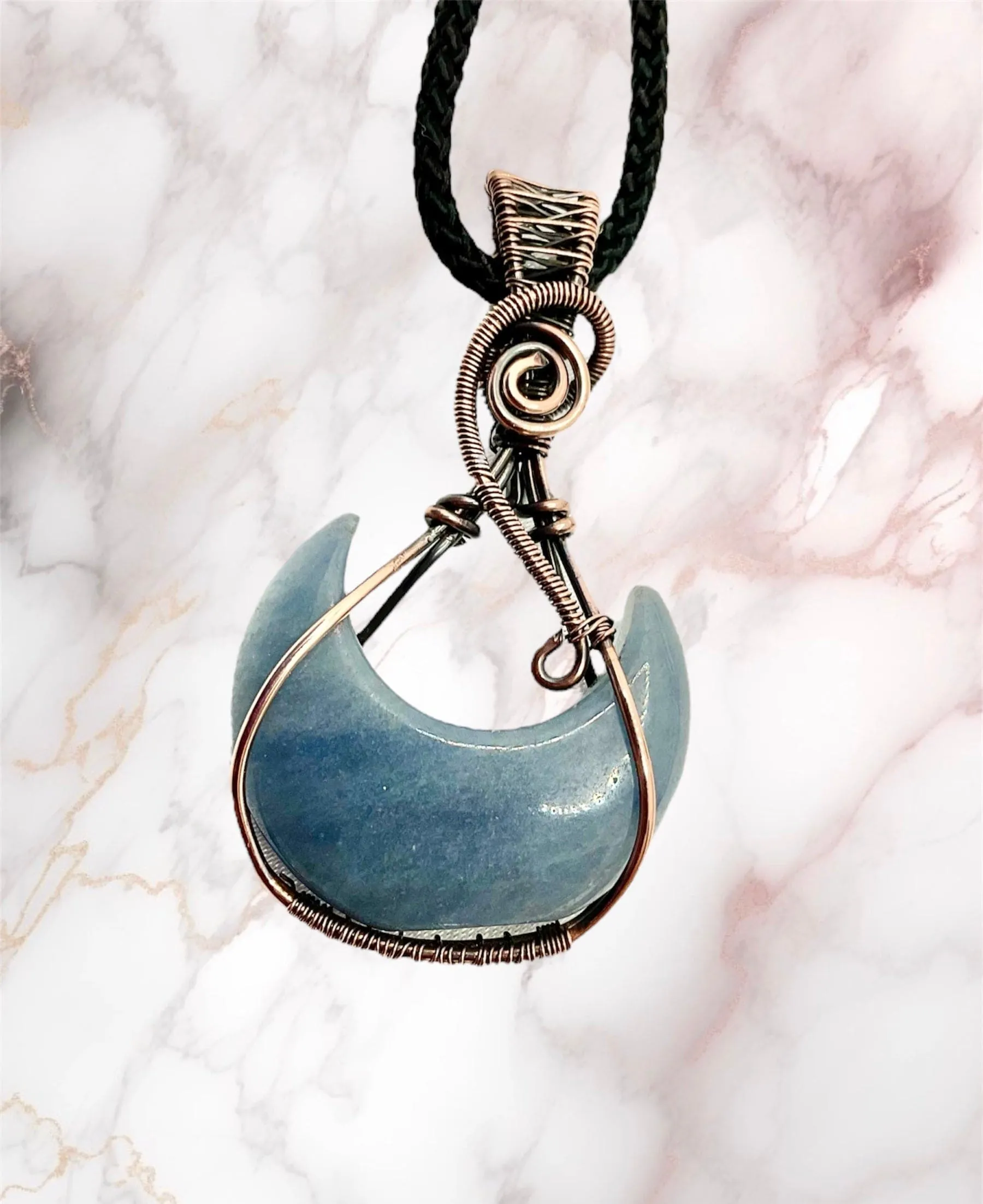 Gemstone Crescent Moon Wire Wrapped Pendants