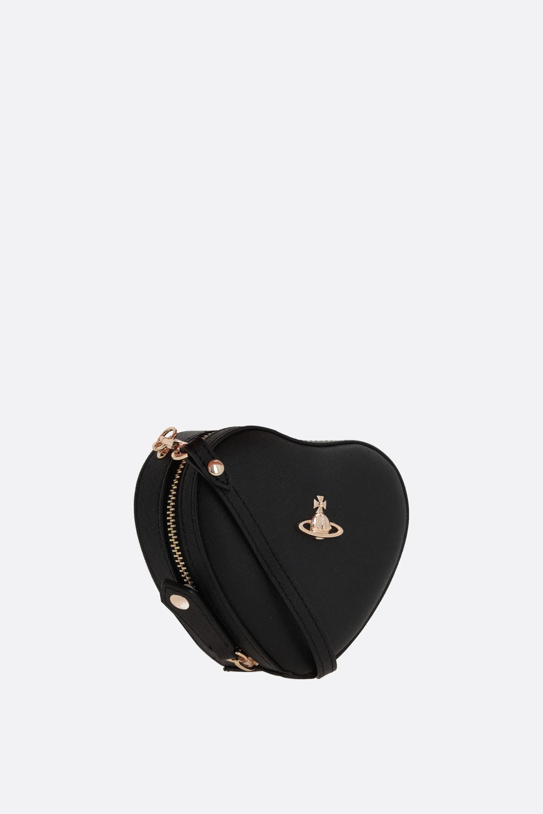 Heart mini textured faux leather crossbody bag