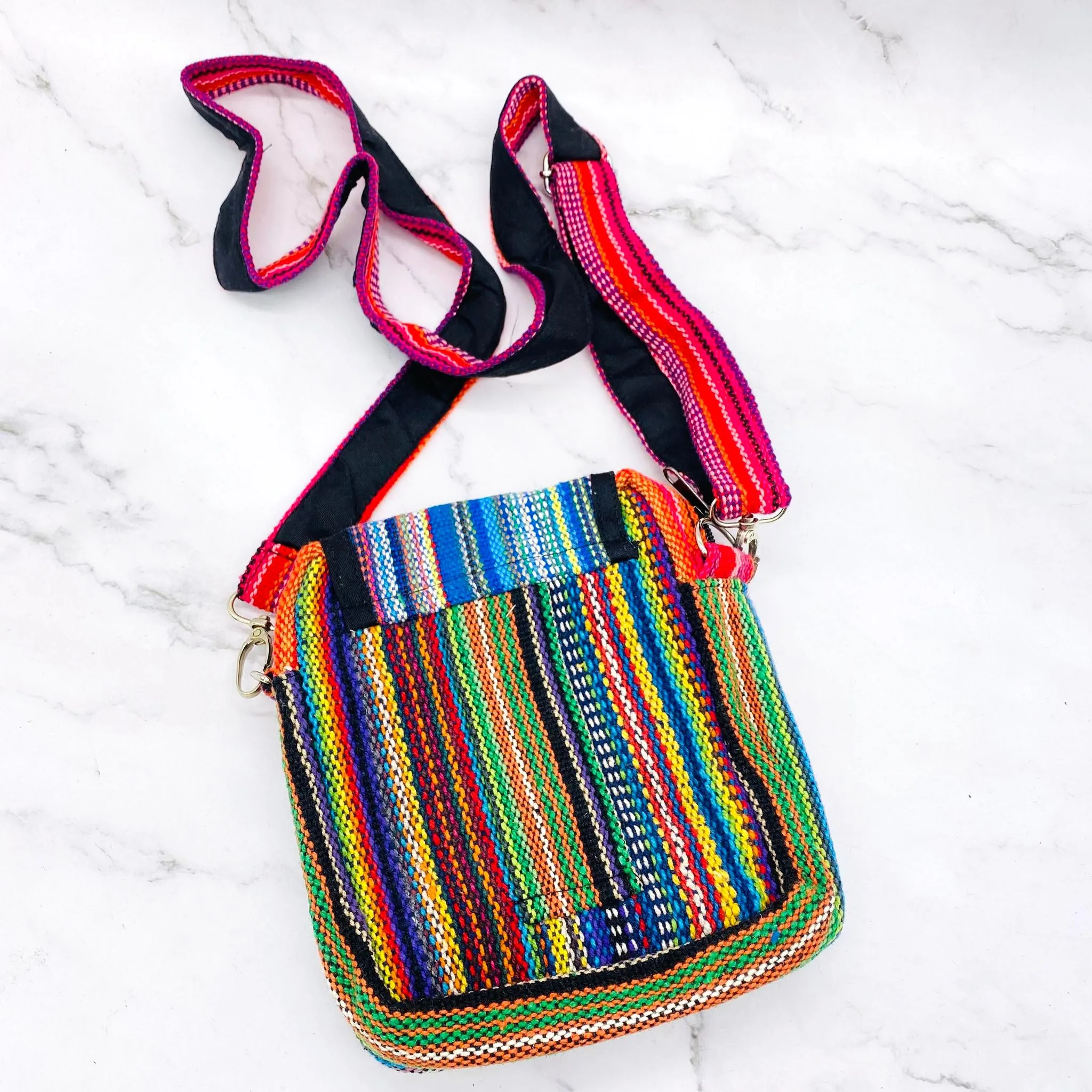 Hemp Mini Cross Body Bag, Ecofriendly Travel Purse, Passport Bag, Mini Shoulder Bag, Hippie Vegan Colorful Bag, Handmade Unisex Bag