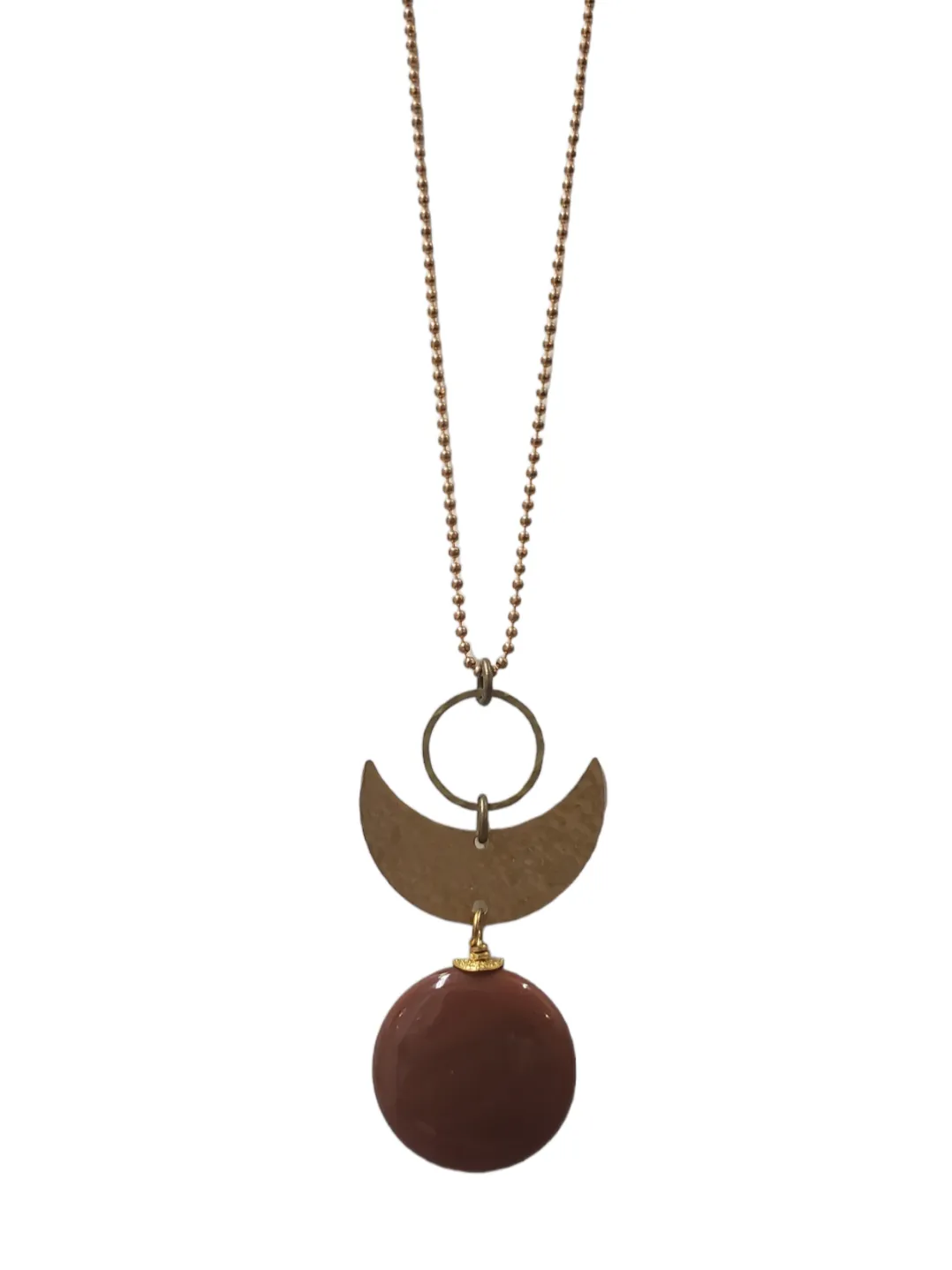 Jasper Crescent Moon Necklace - Rust