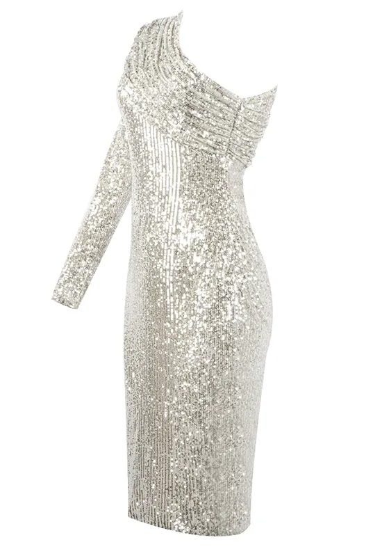 Kristi Silver Sequin Dress